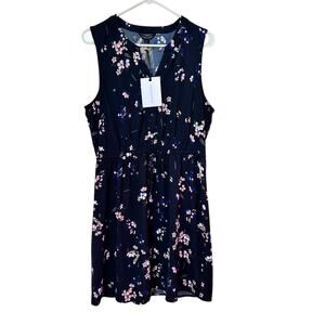 41Hawthorn Sleeveless Navy Blue Floral Dress Size Large NWT